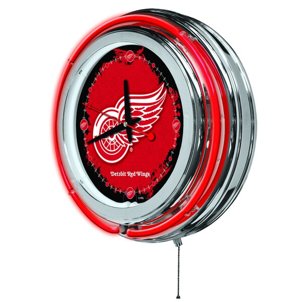 Detroit Red Wings Double Neon 15 Clock,NHL
